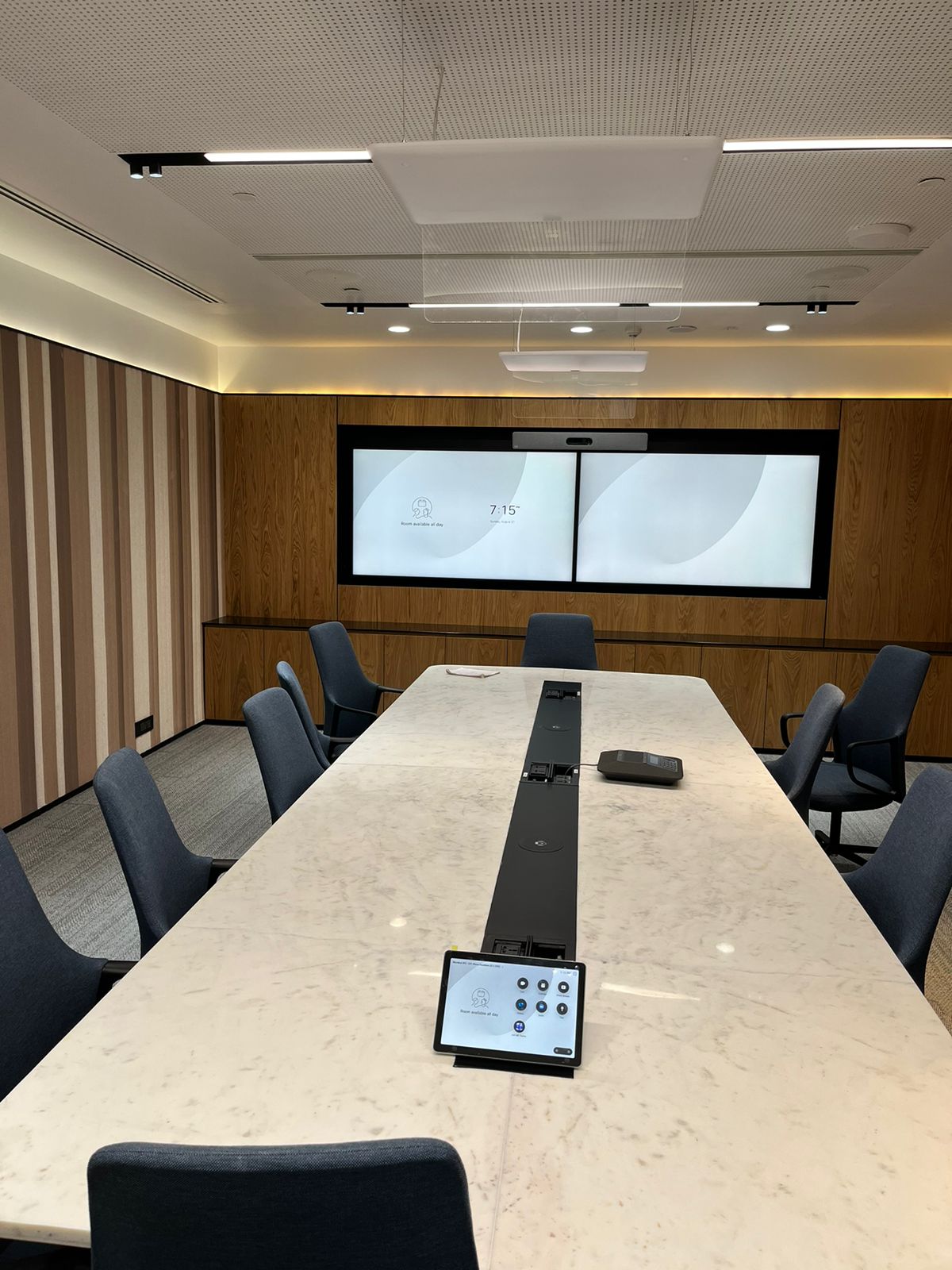 Conference space with custom seating and AV bar